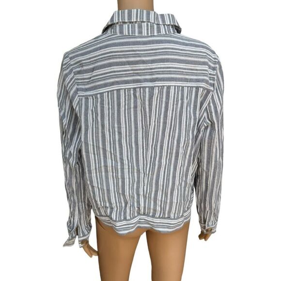 89th + Madison Button Down Striped 100% Cotton Jacket Sz 0X - Picture 3 of 7